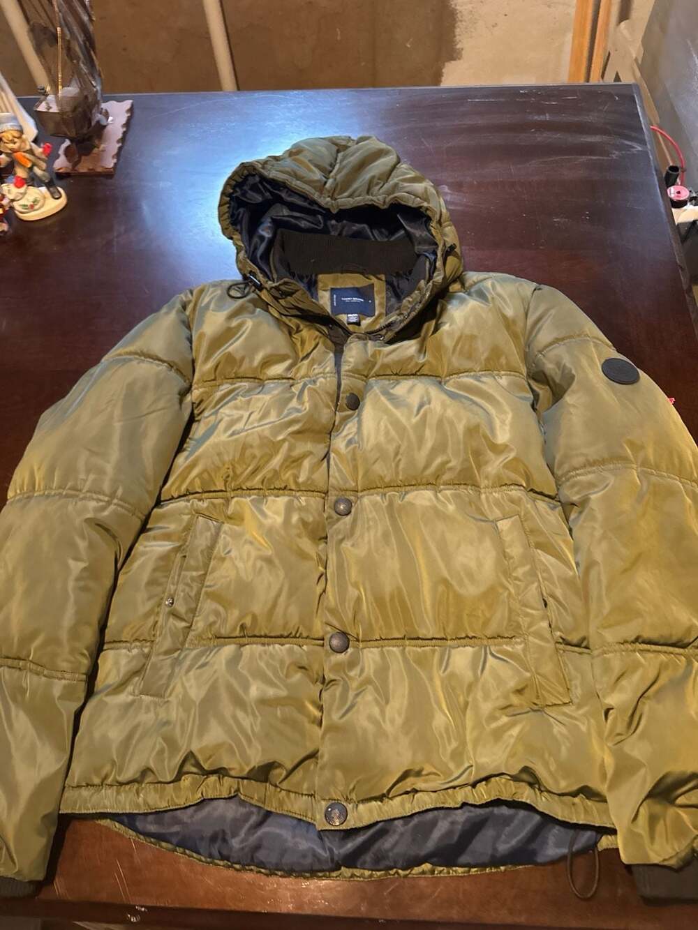 Lucky Brand Sustainable Heavyweight Hooded Puffer Jacket Olive Green Mediu